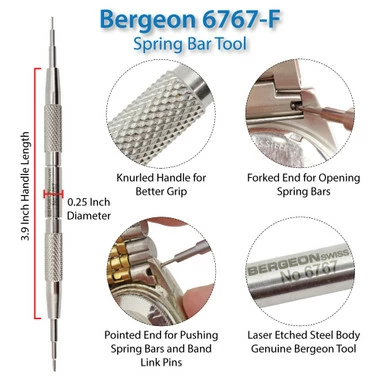 Bergeon 6767-F Watch Band Tool Swiss Spring Bar Tool - Image 2